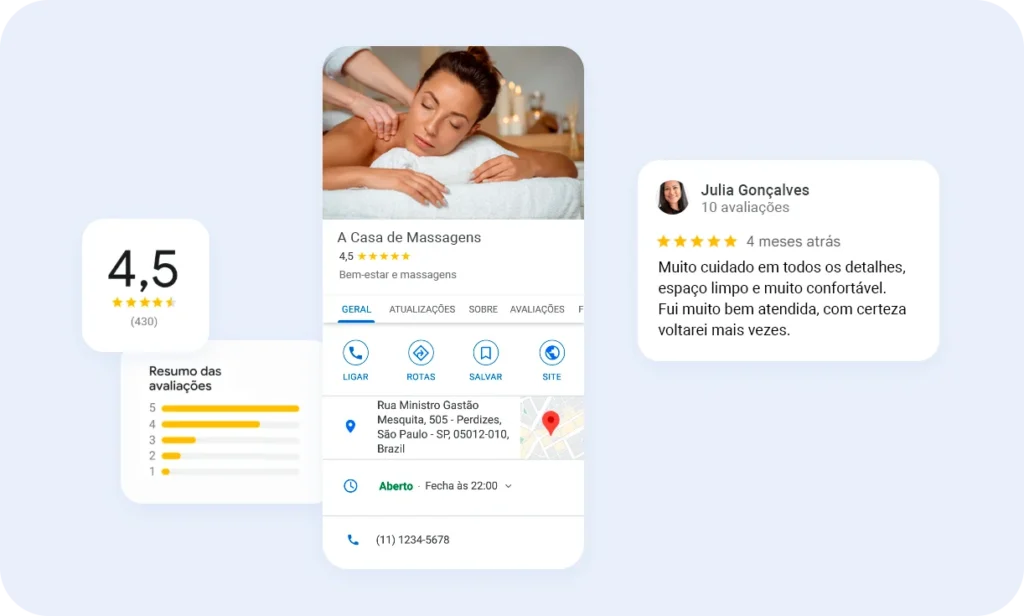 Como fazer marketing para massagens: 7 estratégias para divulgar os serviços 3 Exemplo de empresa de massagem no Google meu Negócio.
